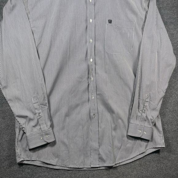 Cinch Button Down Western Shirt Men's XXL Black/Gray Striped Cowboy Rodeo - Picture 3 of 12